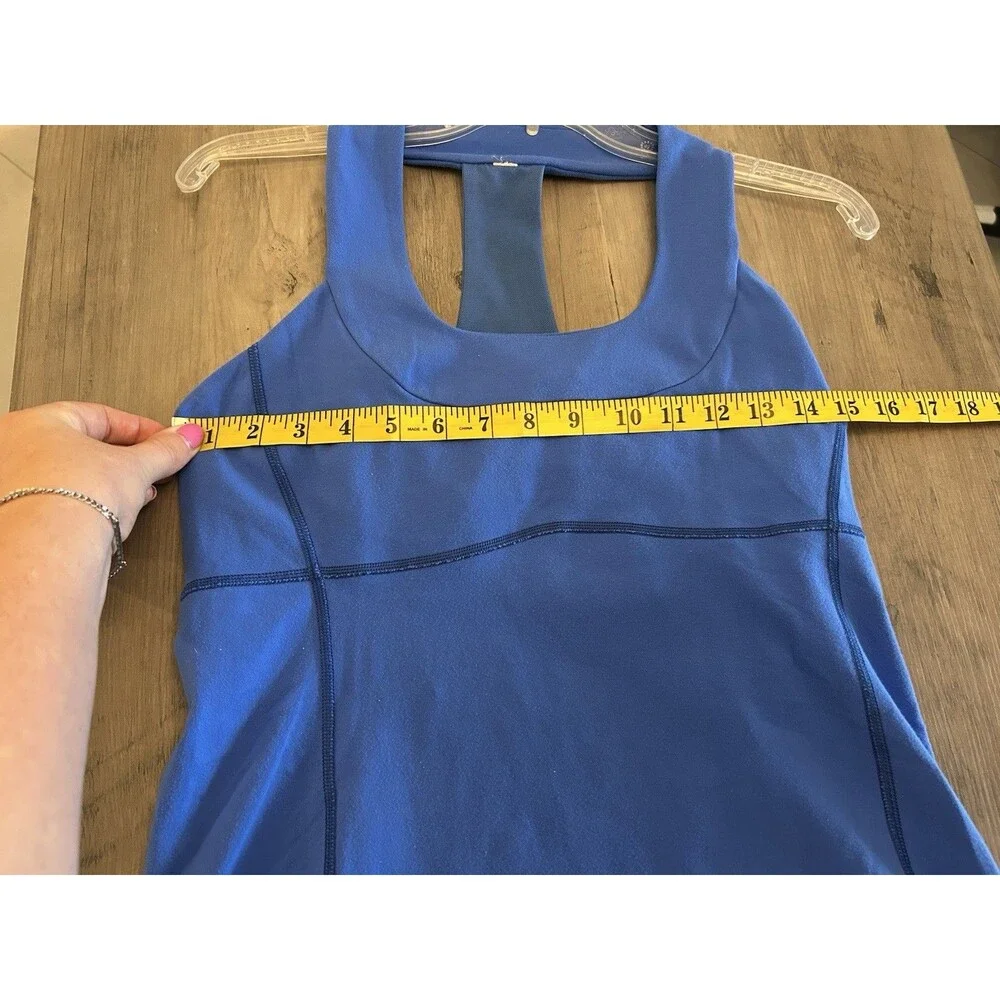 Lululemon Scoop Neck Racerback Tank Top Built In Bra Blue Size 6